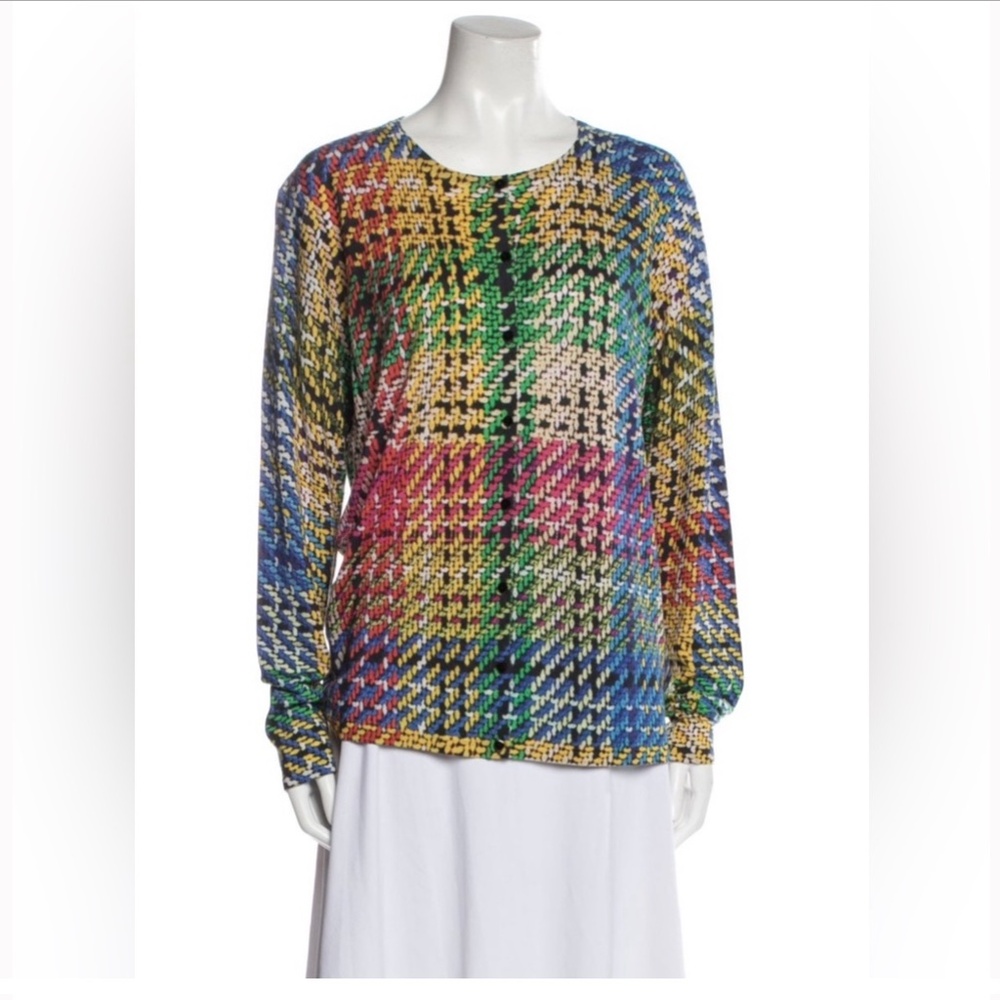 *Escada*  Sz XL Wool Silk-Blend Lightweight Cardigan Sweater EUC